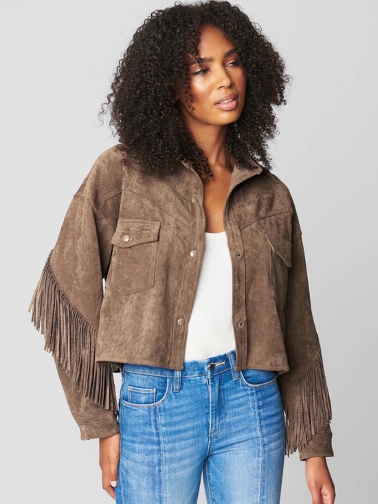Blank NYC Jackets & Blazers - Blank NYC Brown Fringe Suede Cropped Jacket